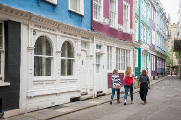 Students walking in street